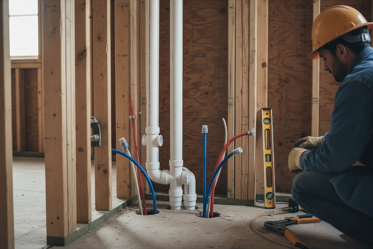 Drain and supply rough-in during Leak Detection in Winthrop