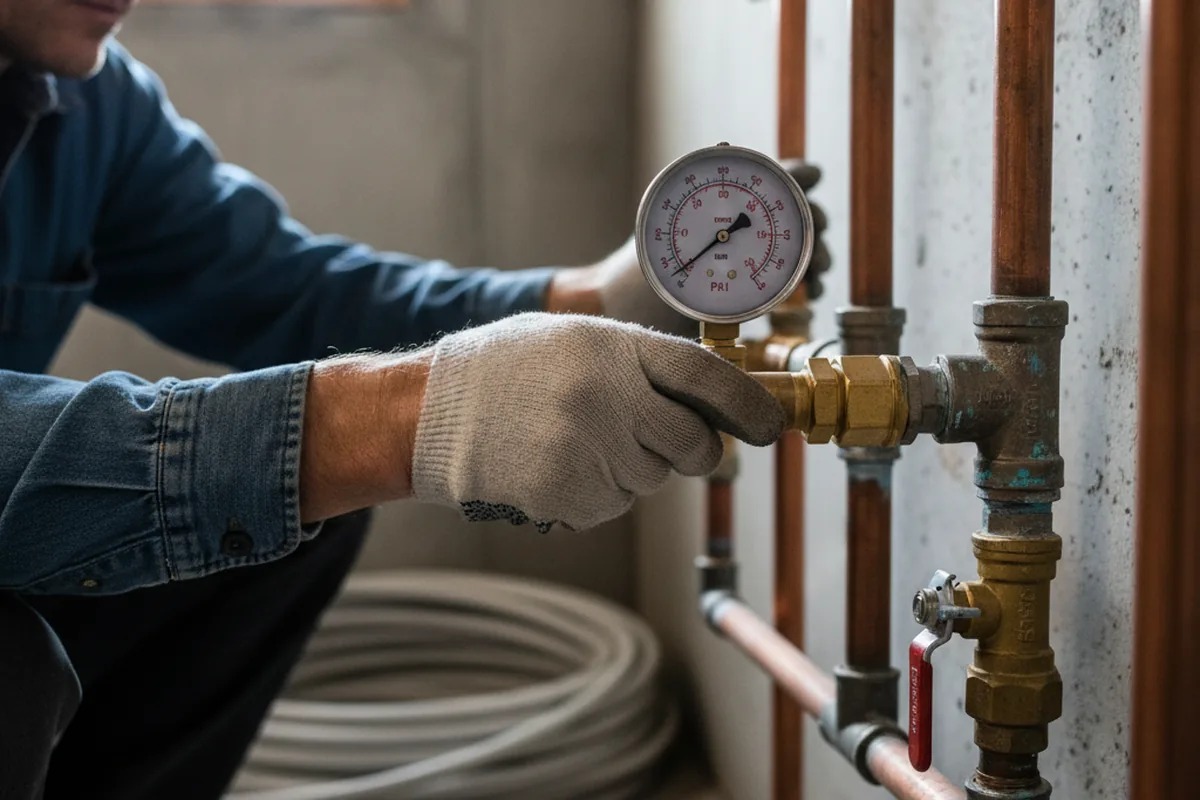 Pressure testing a repaired line during Water Line Repair in Winthrop